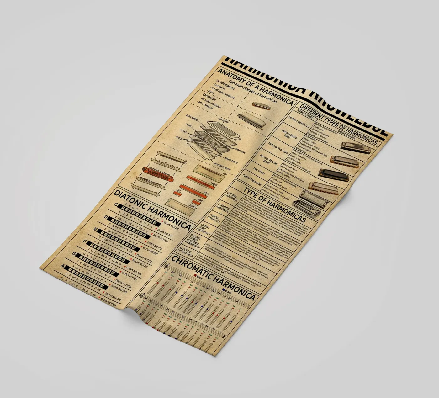 Harmonica Knowledge Poster Strandtuch von Maritiknowled