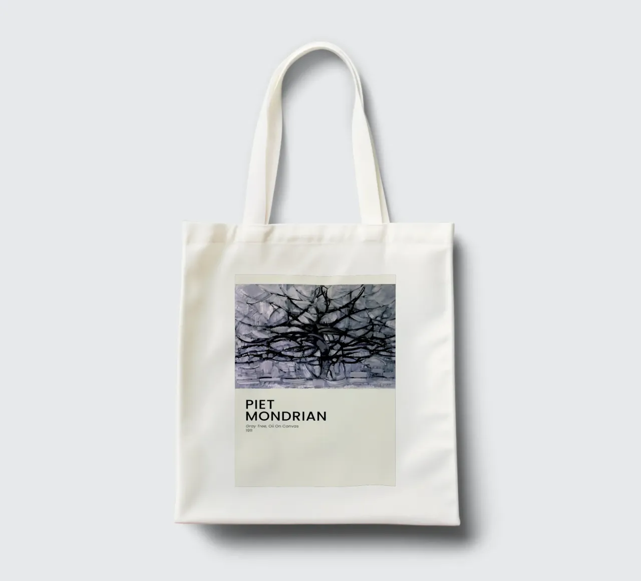 Mondrian - Gray Tree borsa in juta da Vintage by JUNIQE