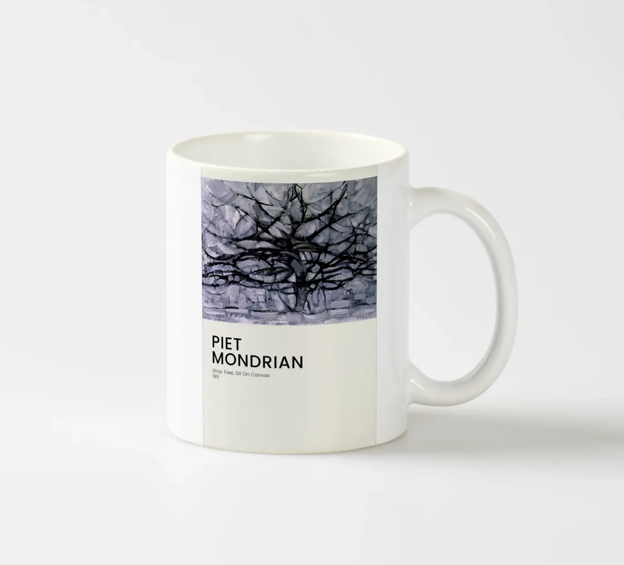 Mondrian - Gray Tree tazza in ceramica da Vintage by JUNIQE