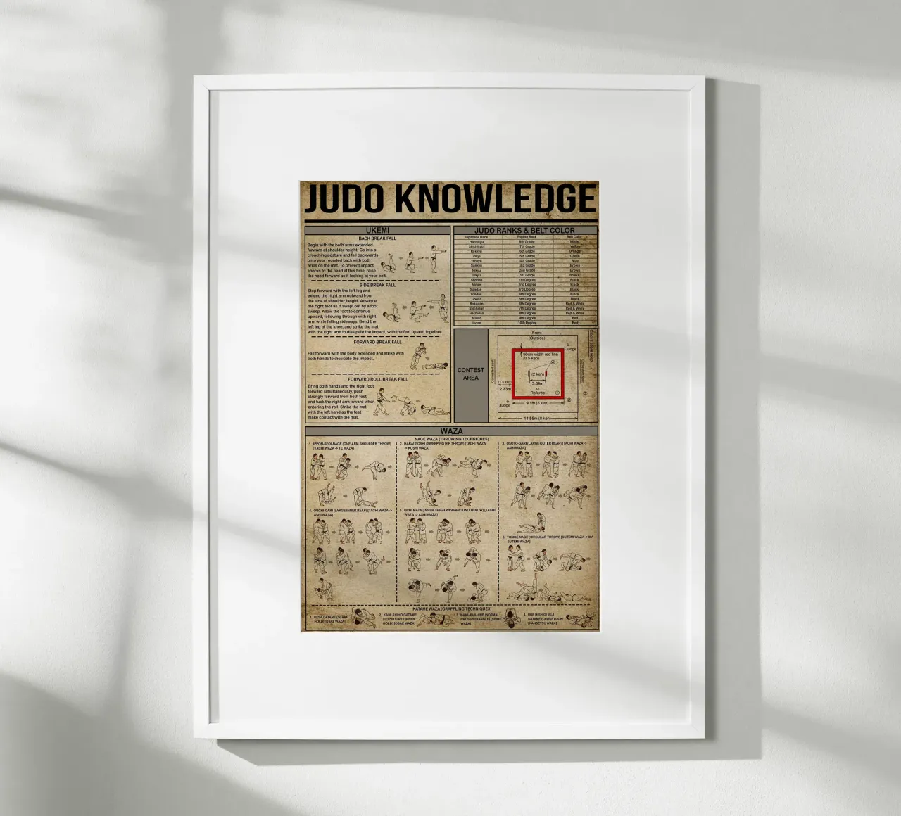 Poster sulla conoscenza del judo poster con telaio in plastica da Maritiknowled