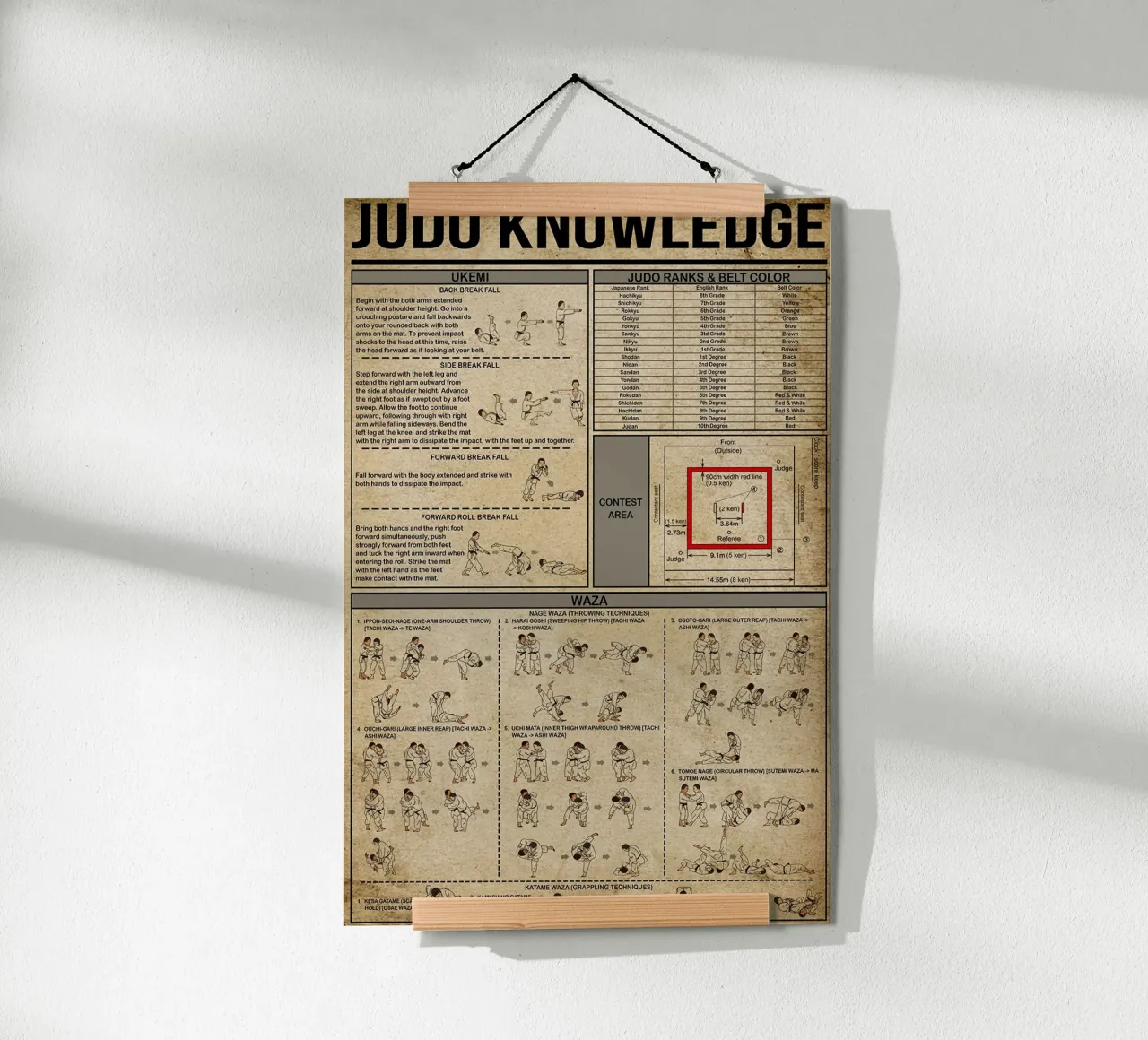 Poster sulla conoscenza del judo poster con telaio in plastica da Maritiknowled
