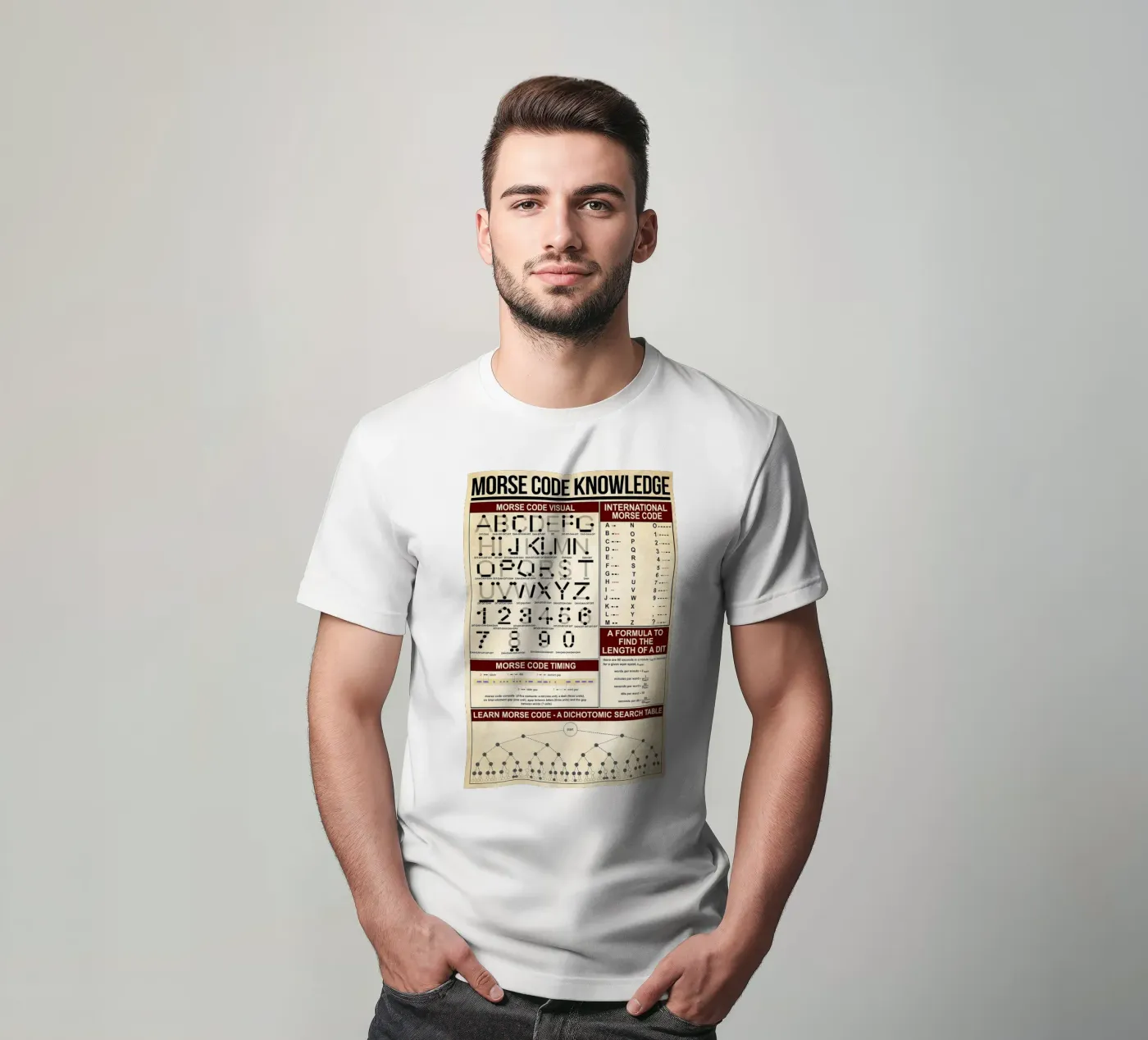Morse Code Knowledge Poster t-shirt by Maritiknowled