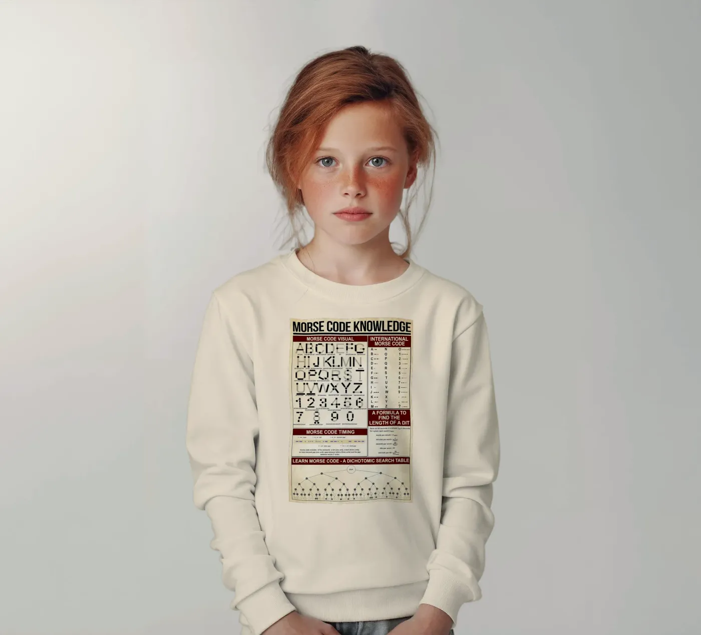 Morse Code Knowledge Poster kids sweatshirt by Maritiknowled