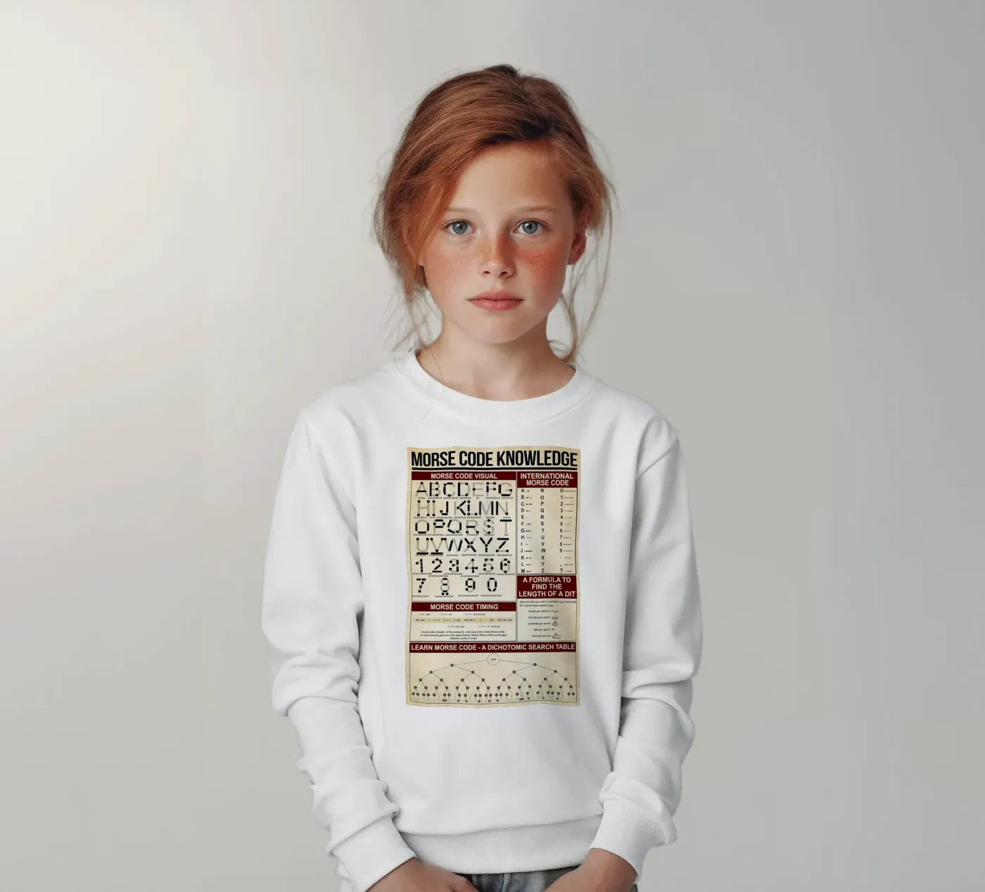 Morse Code Knowledge Poster kids sweatshirt by Maritiknowled