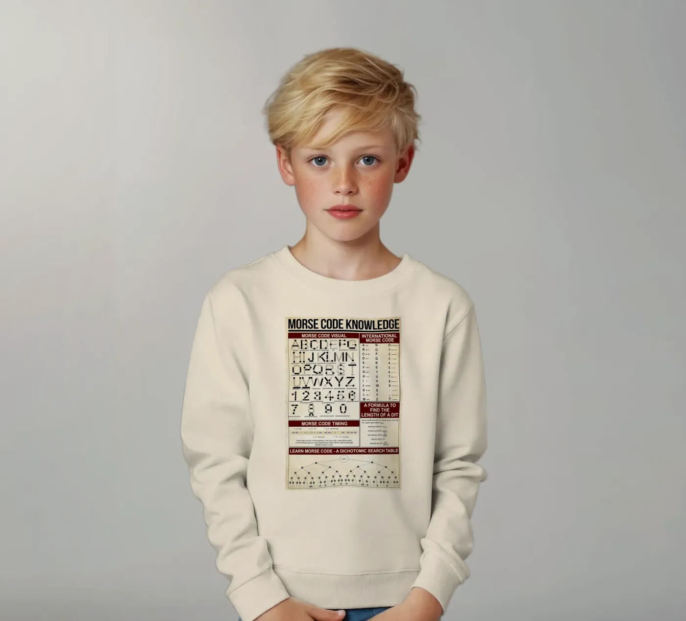 Morse Code Knowledge Poster kids sweatshirt by Maritiknowled