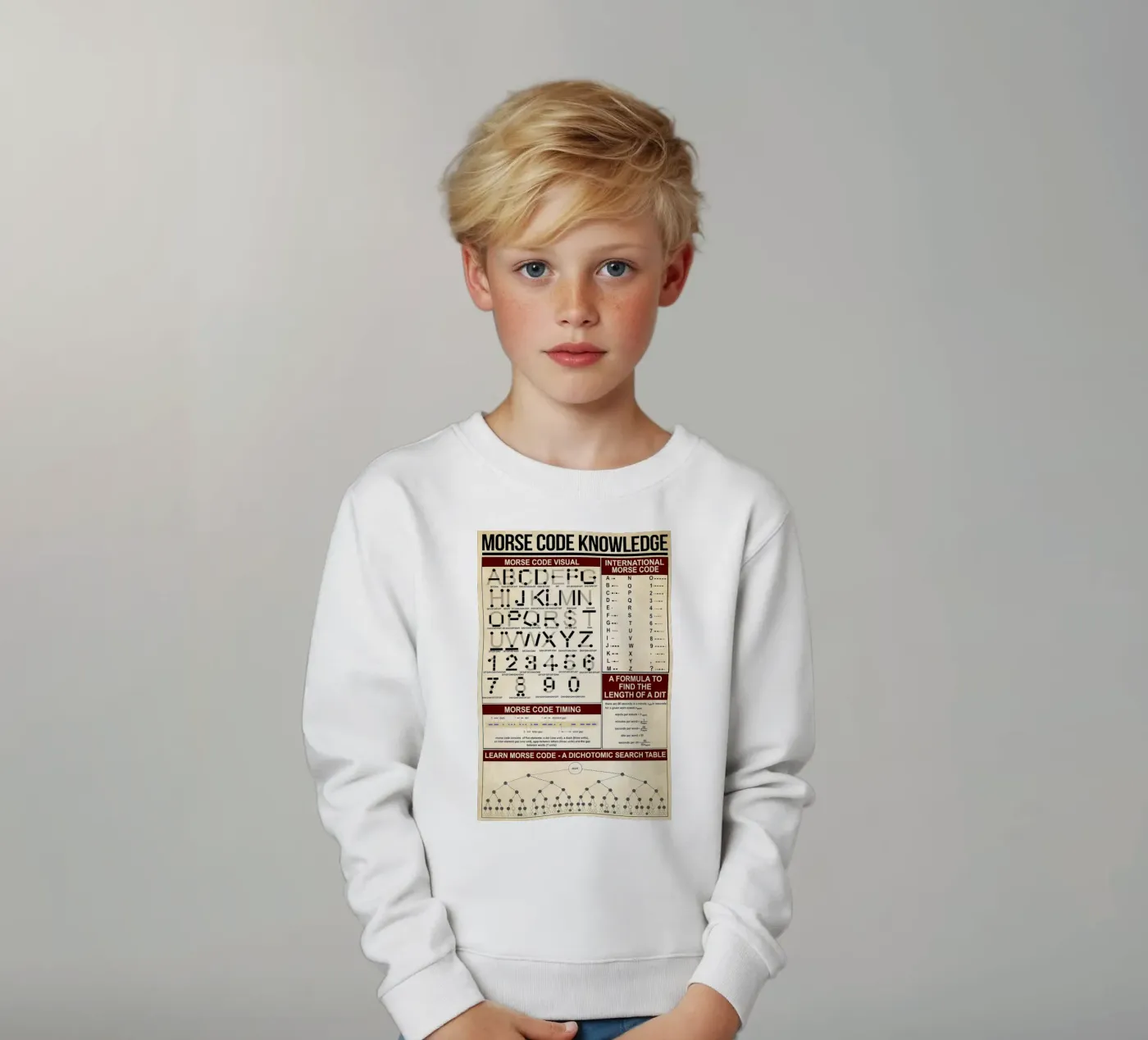 Morse Code Knowledge Poster Kinder Sweatshirt von Maritiknowled