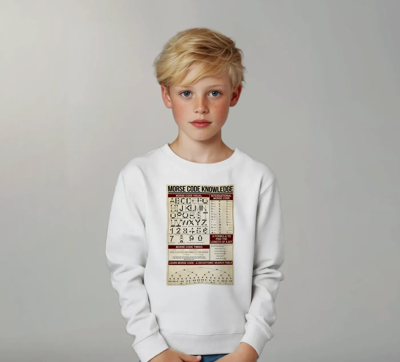 Morse Code Knowledge Poster kids sweatshirt by Maritiknowled