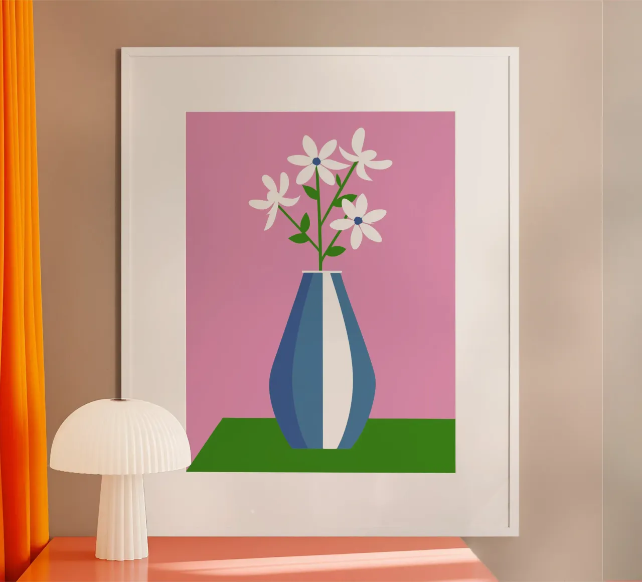 Vaso di fiori di gelsomino poster con telaio in plastica da LOOK DIFFERENT