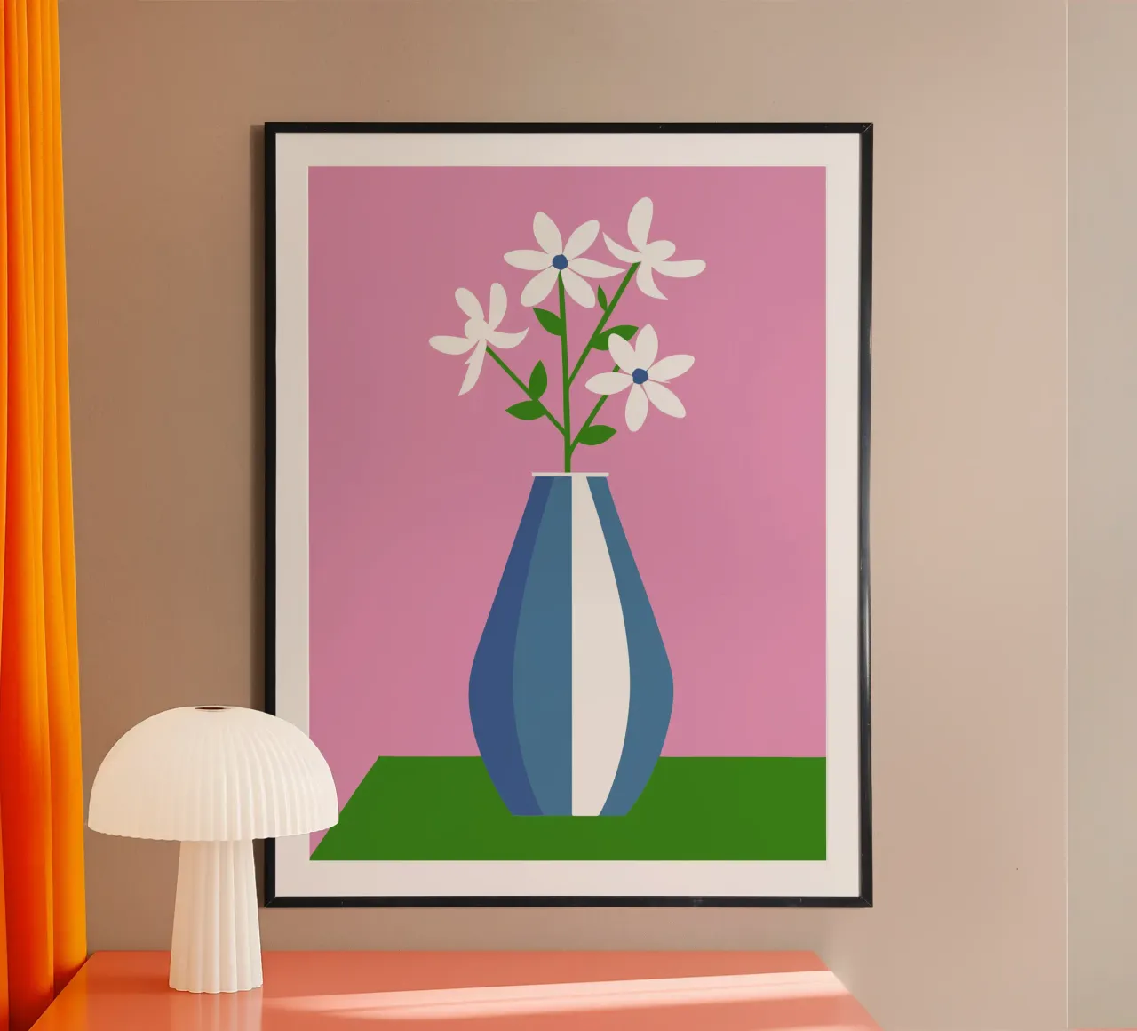Vaso di fiori di gelsomino poster con telaio in plastica da LOOK DIFFERENT