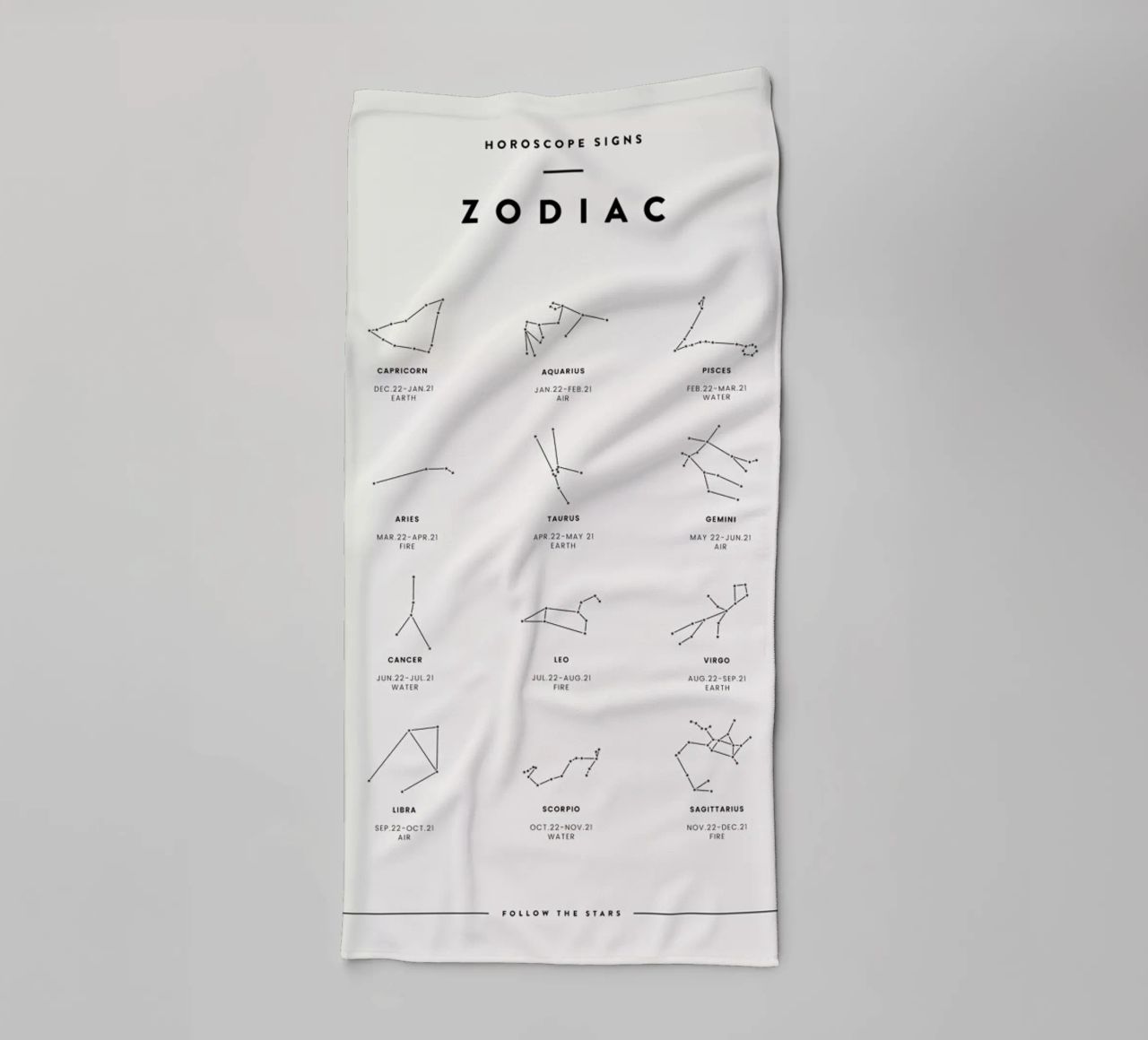 Zodiac Chart 2 asciugamano da bagno da daylight design studio