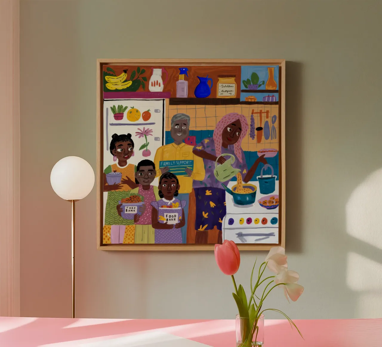 Communal Artistic Gathering canvas with Floater frame by Ebony Carpenter