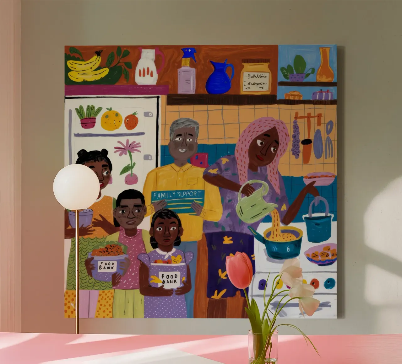 Communal Artistic Gathering canvas with Floater frame by Ebony Carpenter