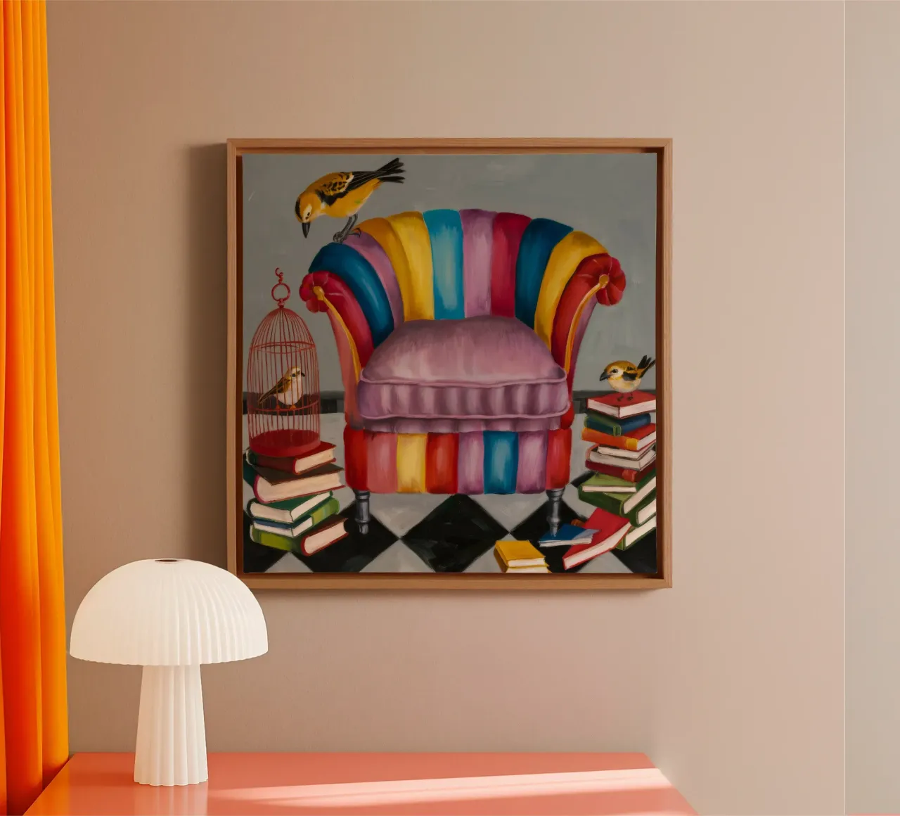 Levendige gezellige hoek canvas met Baklijst van Ebony Carpenter