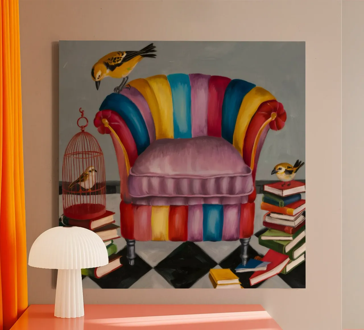 Levendige gezellige hoek canvas met Baklijst van Ebony Carpenter