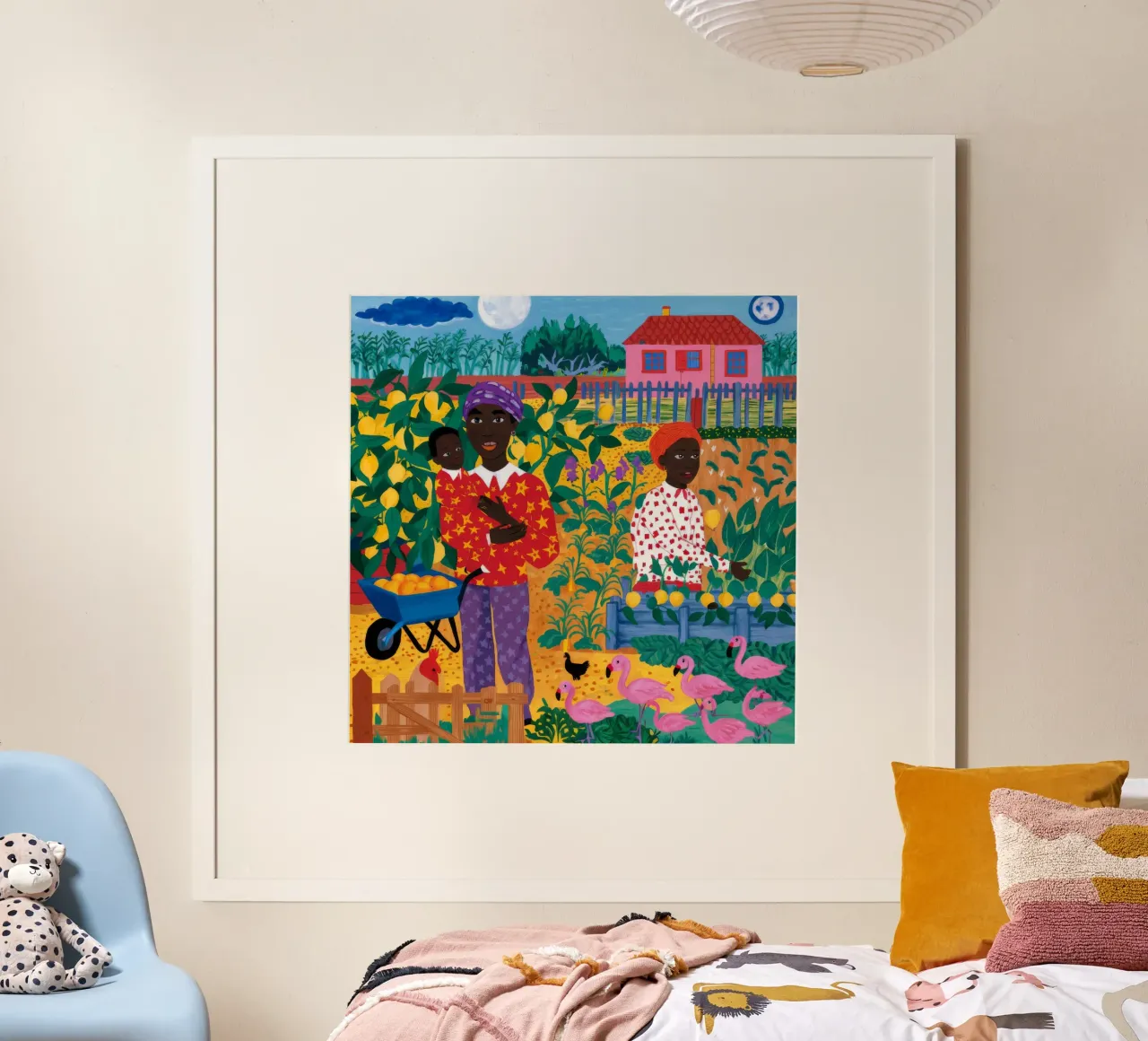 Scena di giardino serena poster con telaio in alluminio da Ebony Carpenter