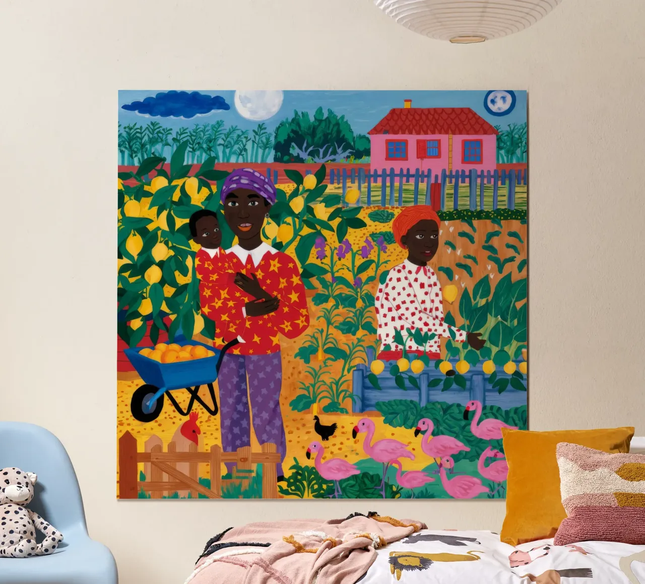 Scena di giardino serena poster con telaio in alluminio da Ebony Carpenter