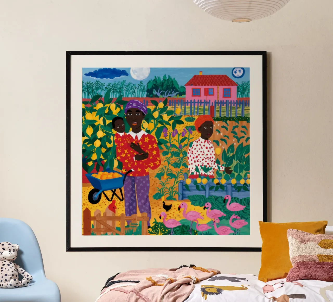 Scena di giardino serena poster con telaio in alluminio da Ebony Carpenter