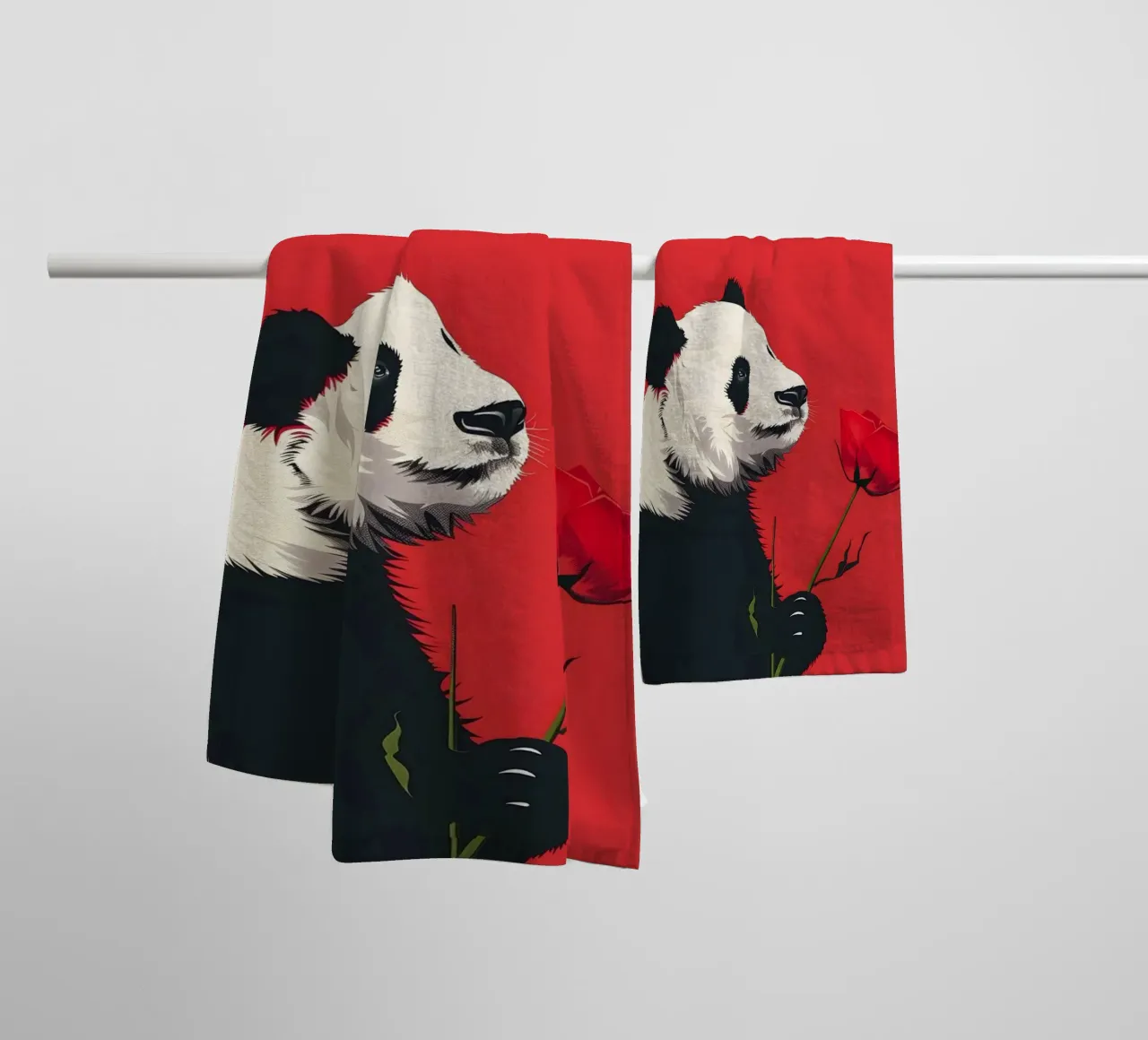 Panda mit Rose asciugamano da bagno da WILD ART