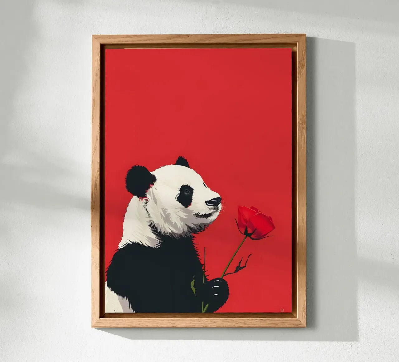 Panda mit Rose alluminio dibond da WILD ART