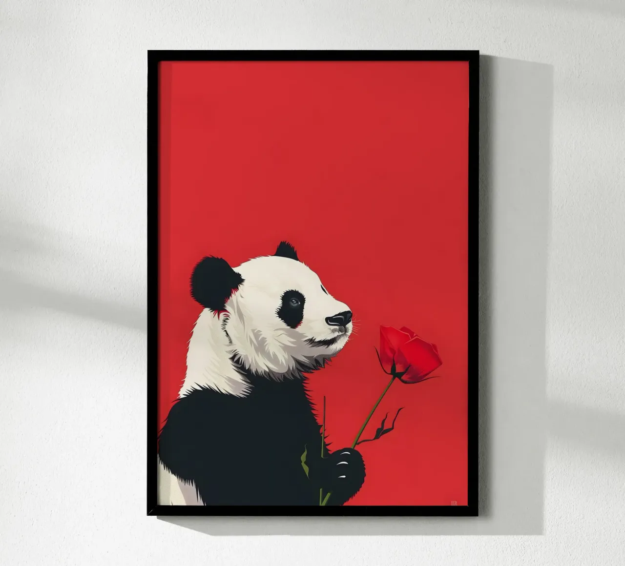 Panda mit Rose carta hahnemühle da WILD ART
