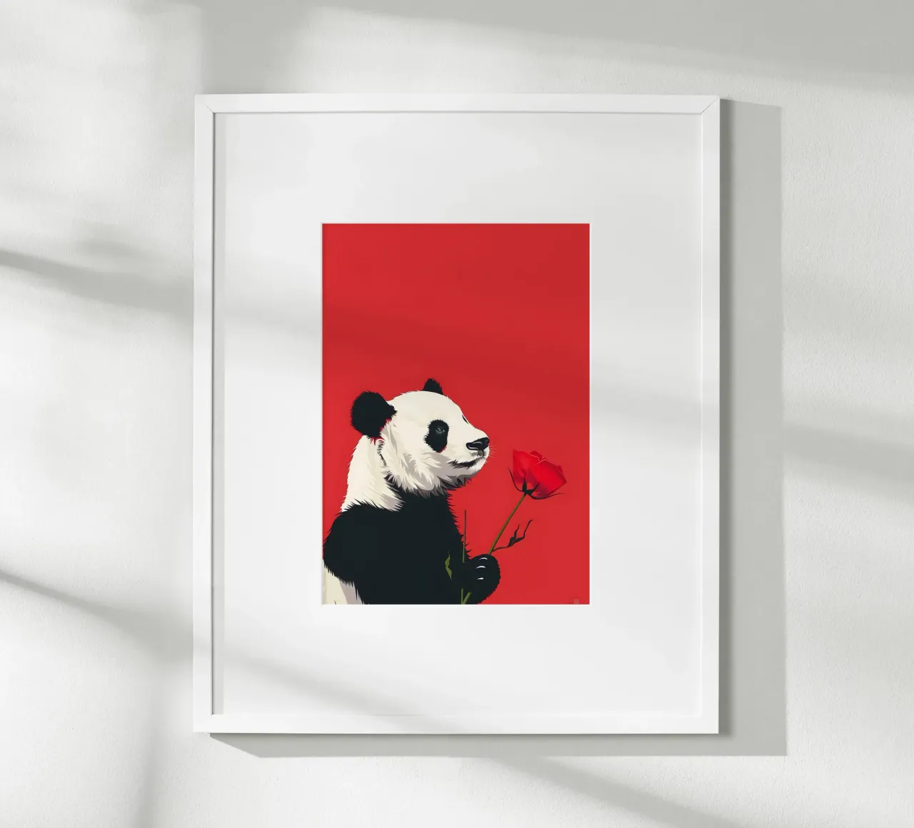 Panda mit Rose carta hahnemühle da WILD ART