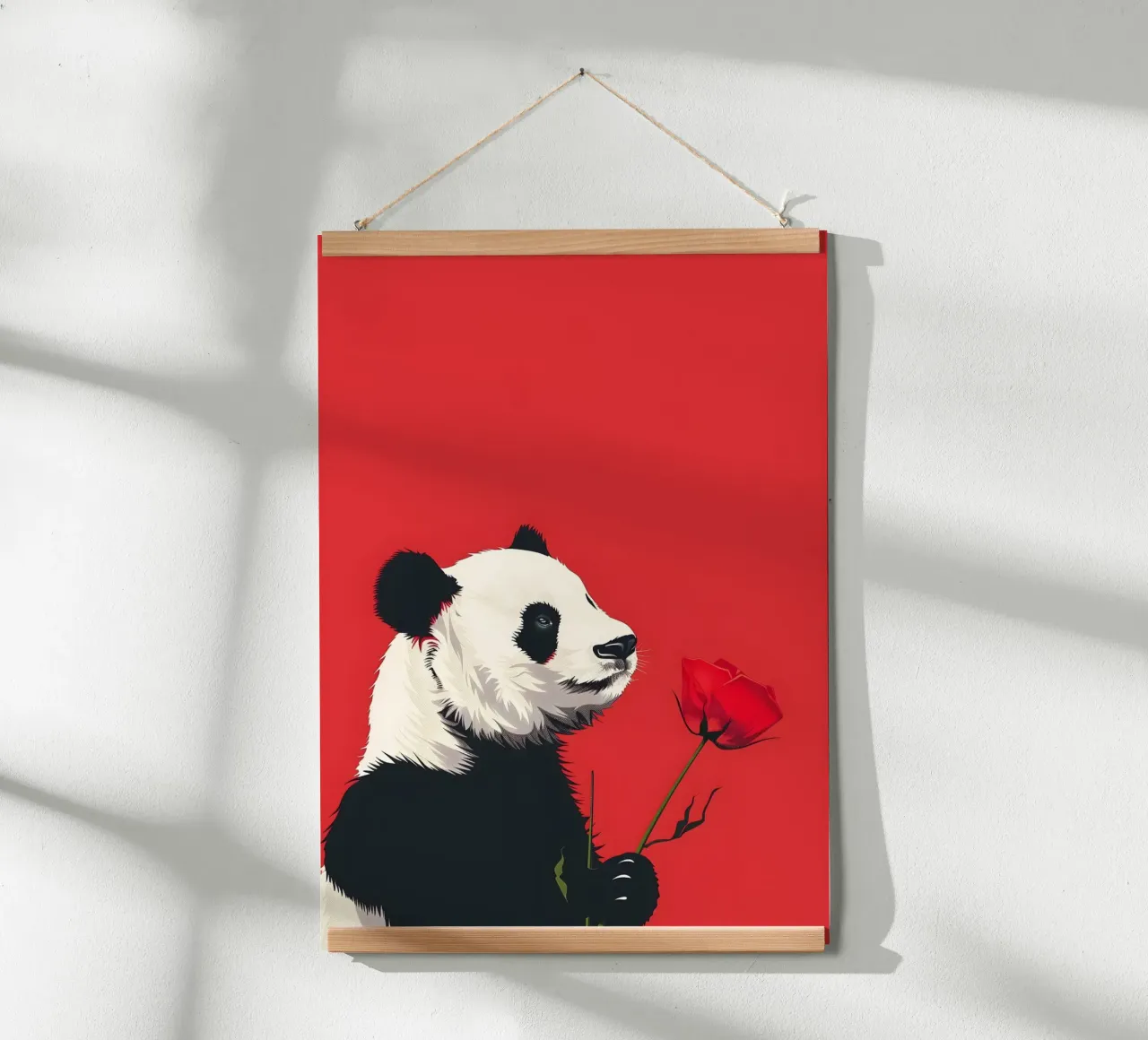 Panda mit Rose carta hahnemühle da WILD ART
