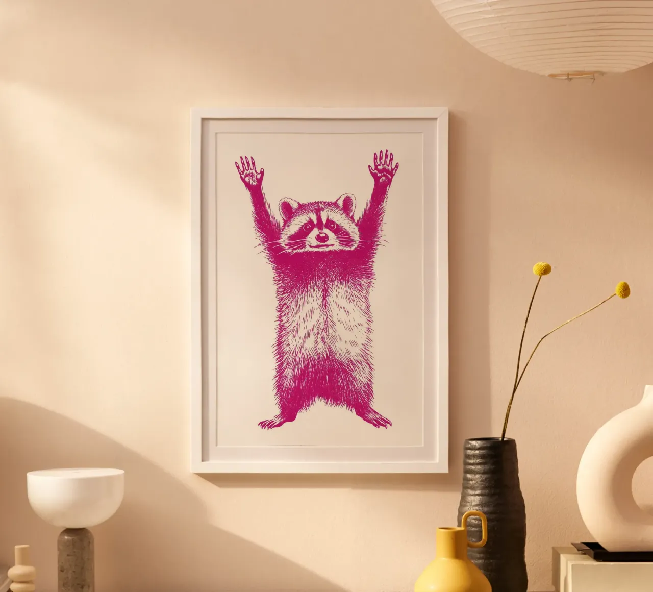 Waschbär mit erhobenen Händen poster da WILD ART