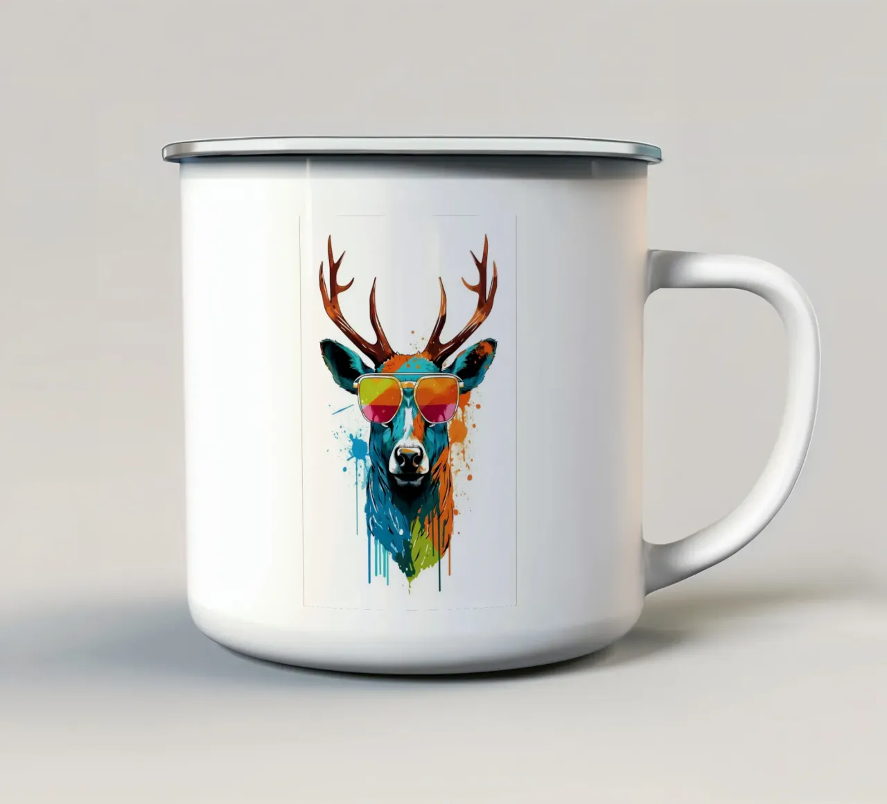 Hirsch mit Sonnenbrille tazza in smalto da WILD ART