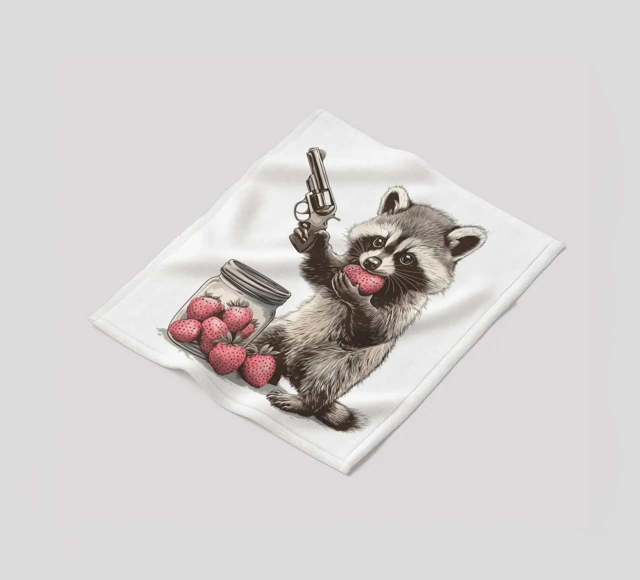 Waschbär isst Erdbeeren coperta in pile da WILD ART