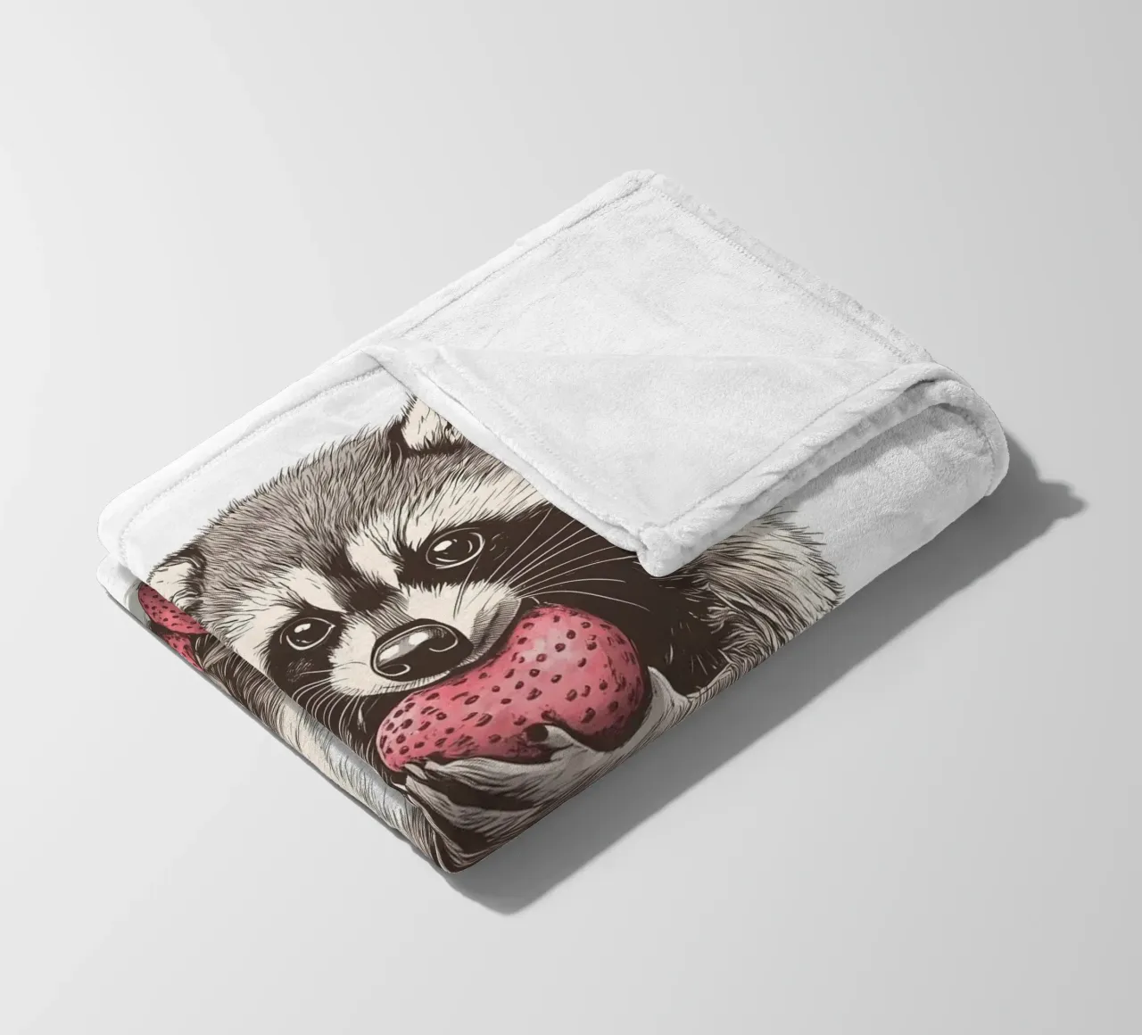 Waschbär isst Erdbeeren coperta in pile da WILD ART
