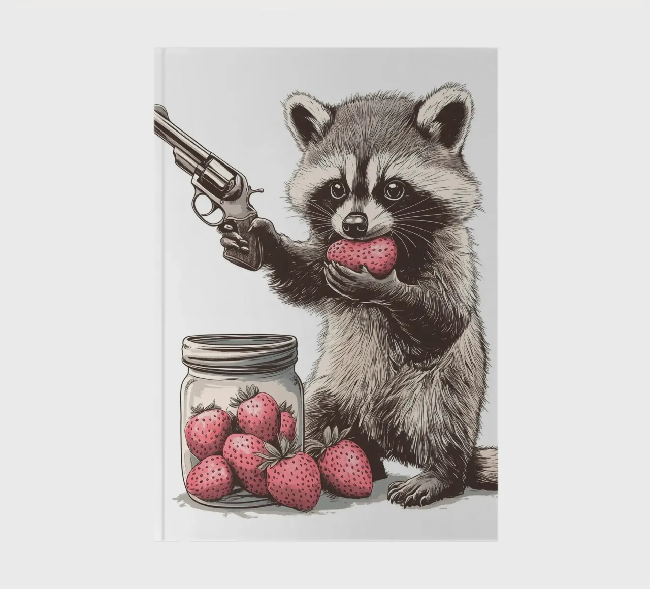 Waschbär isst Erdbeeren notebook by WILD ART
