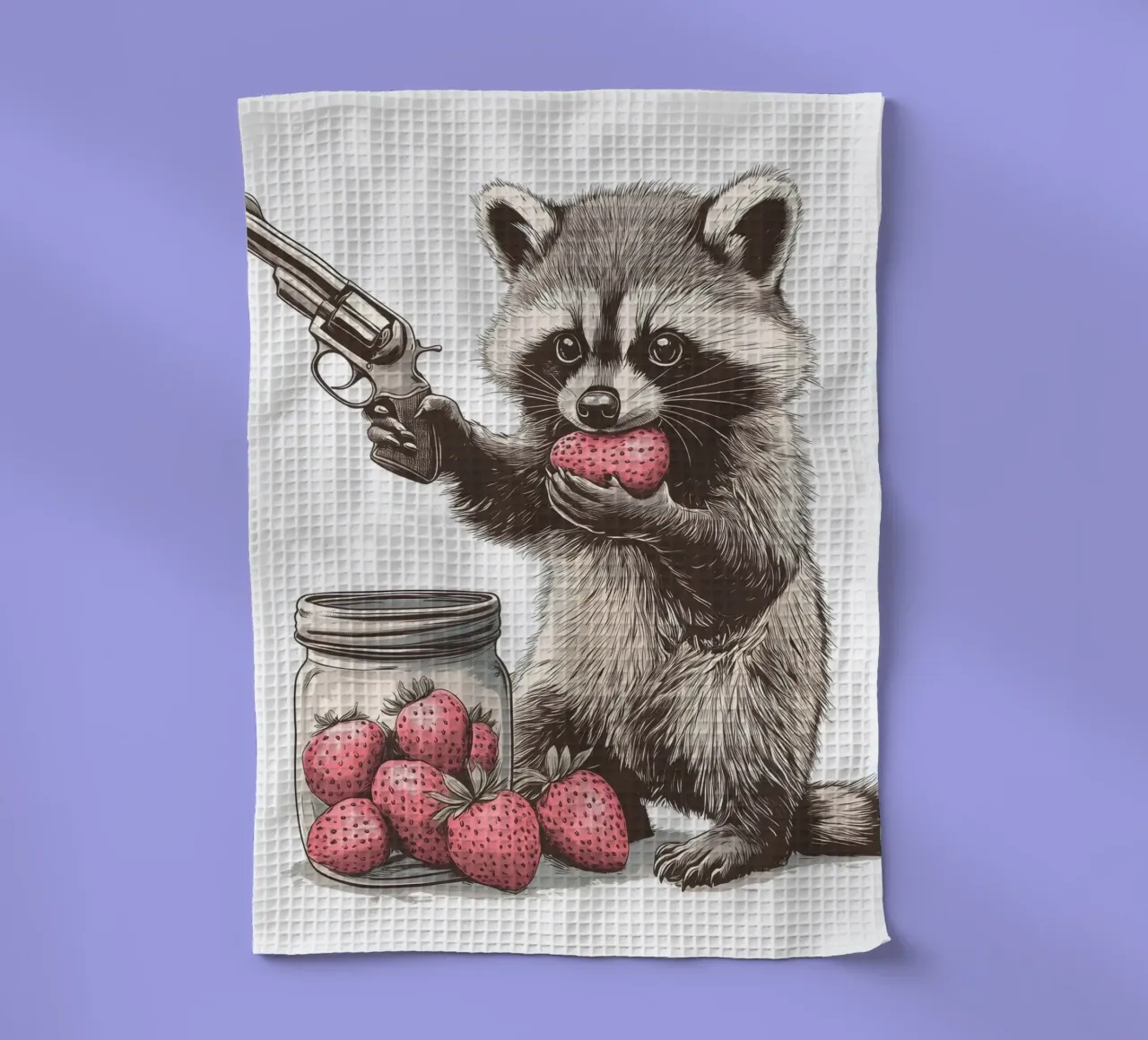 Waschbär isst Erdbeeren canovaccio da cucina da WILD ART