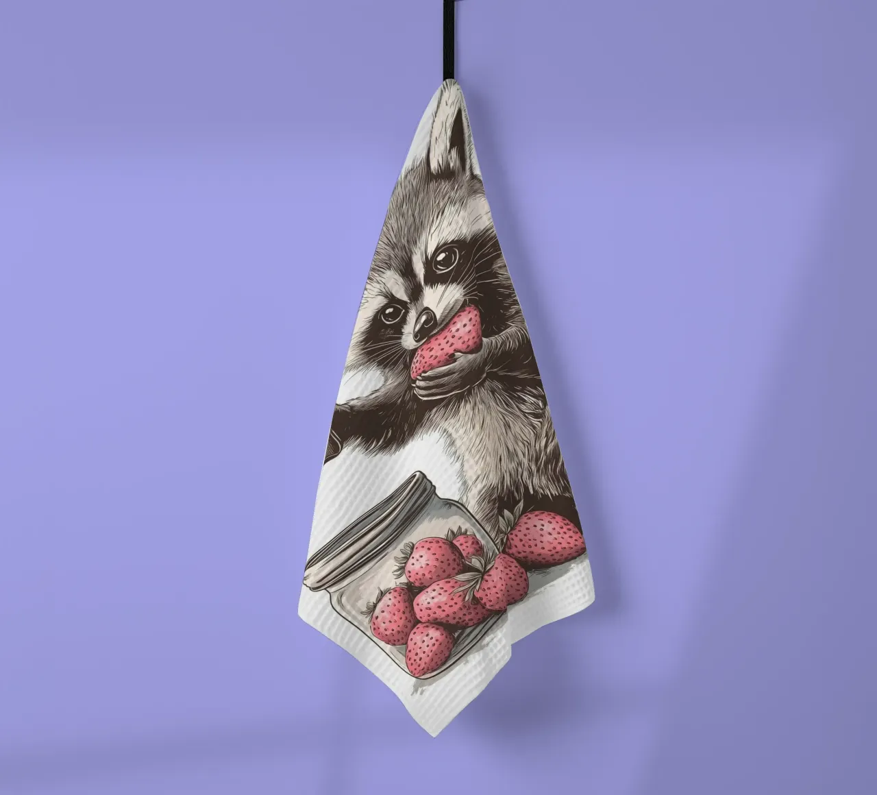 Waschbär isst Erdbeeren canovaccio da cucina da WILD ART