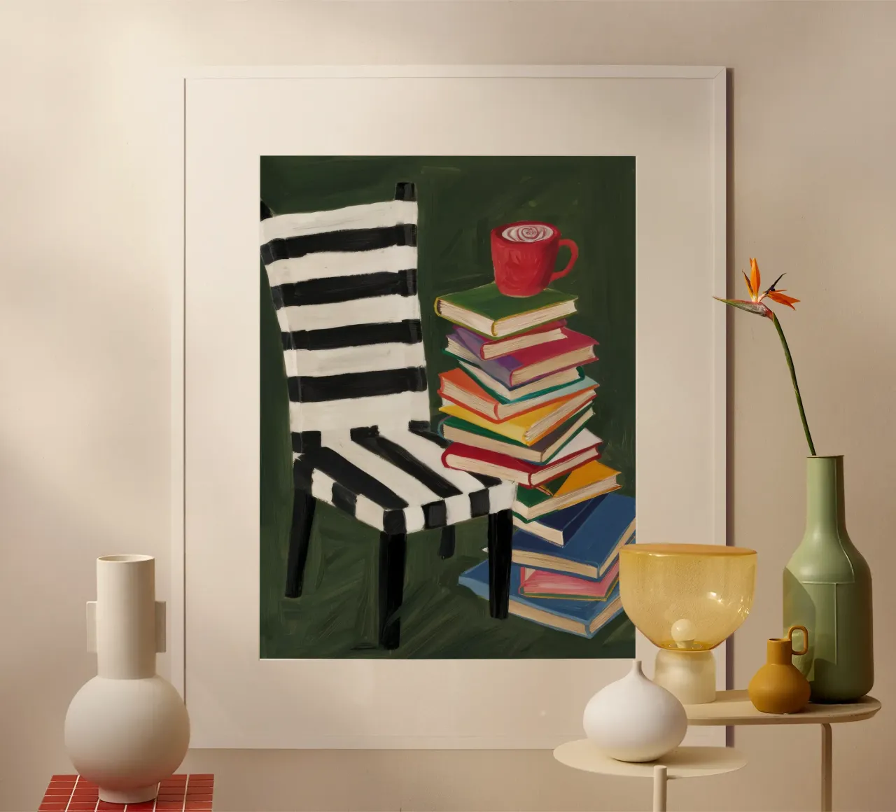 Comfort a righe poster con telaio in legno da Ebony Carpenter