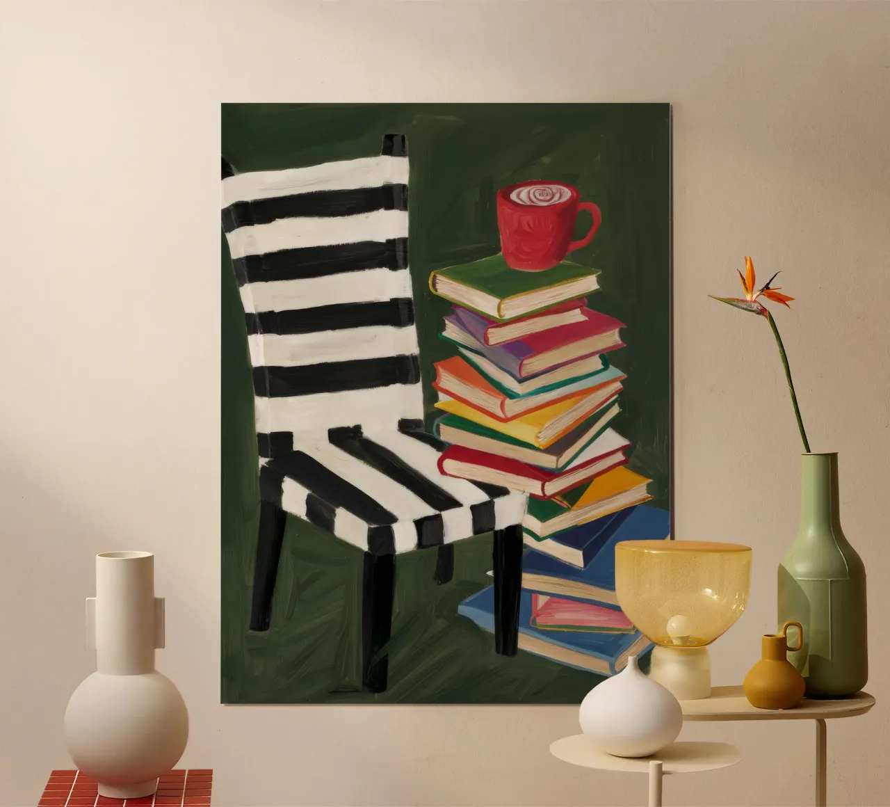 Comfort a righe poster con telaio in legno da Ebony Carpenter