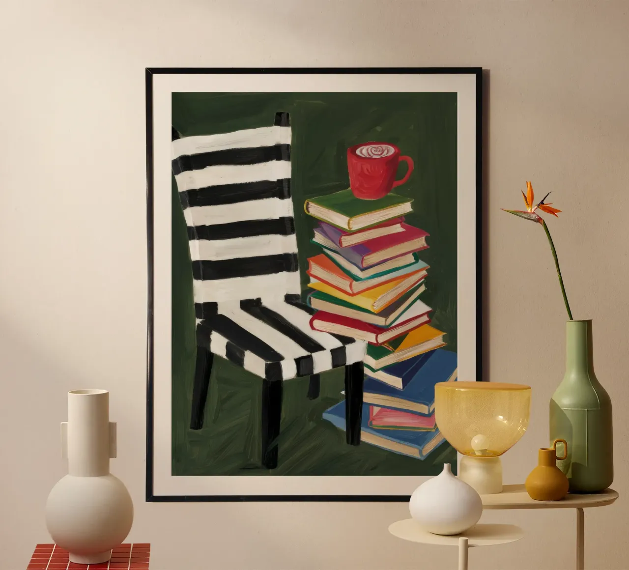 Comfort a righe poster con telaio in legno da Ebony Carpenter