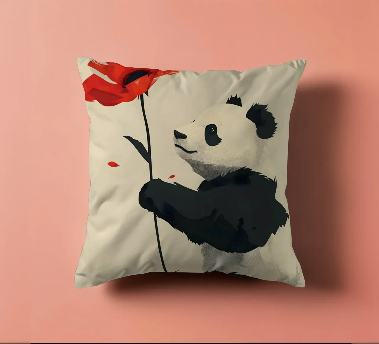 Panda mit roter Blume cuscino da WILD ART