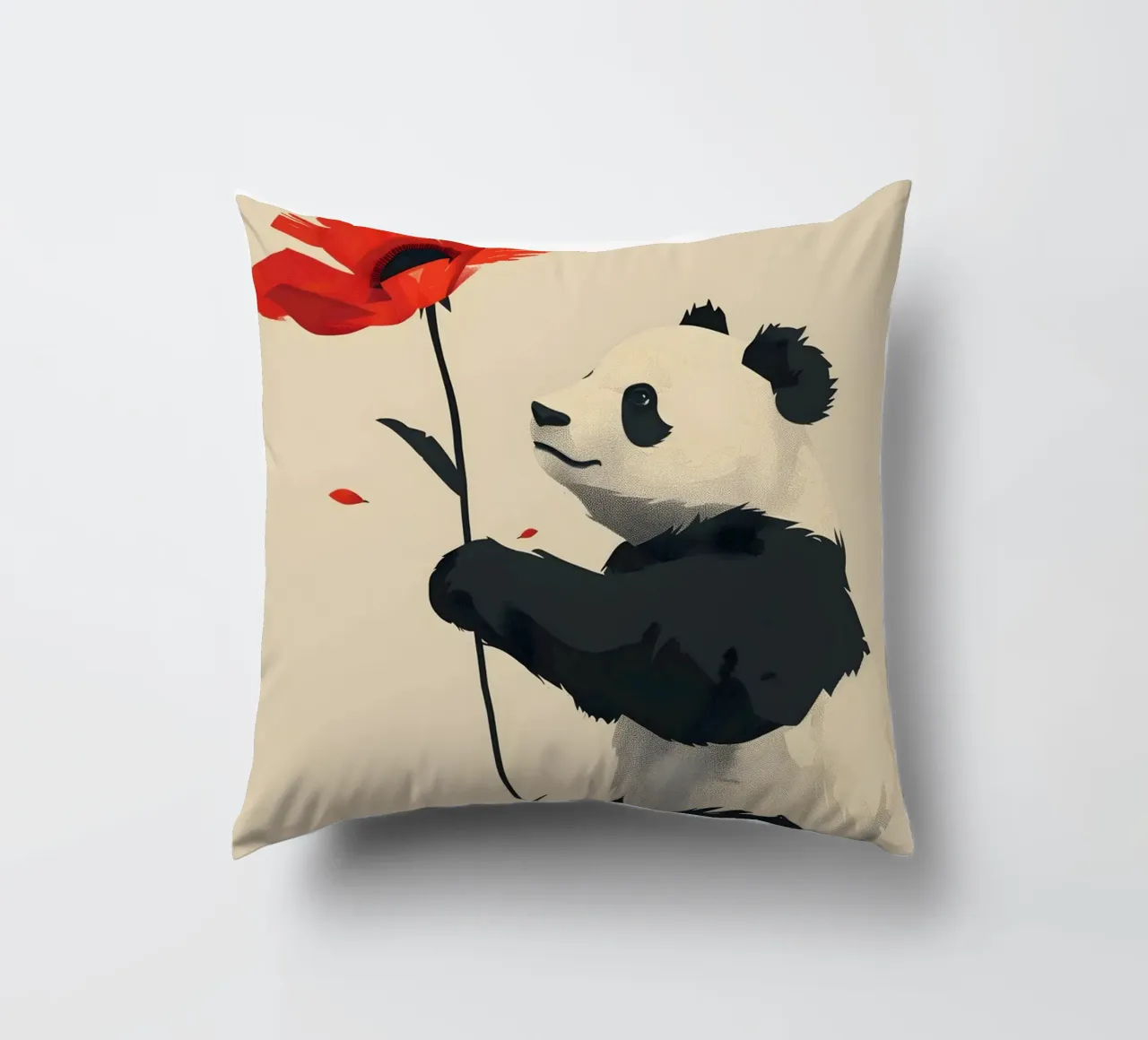 Panda mit roter Blume cuscino da WILD ART
