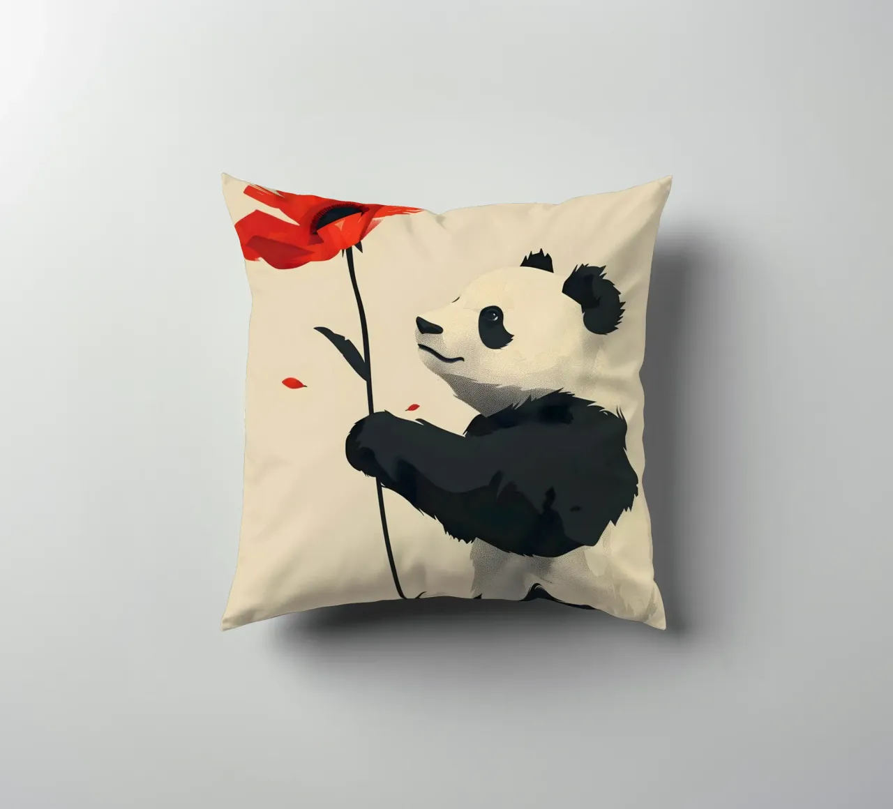 Panda mit roter Blume cuscino da WILD ART
