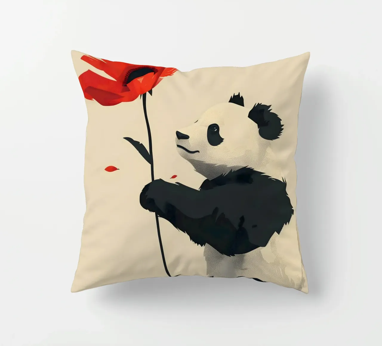 Panda mit roter Blume cuscino da WILD ART