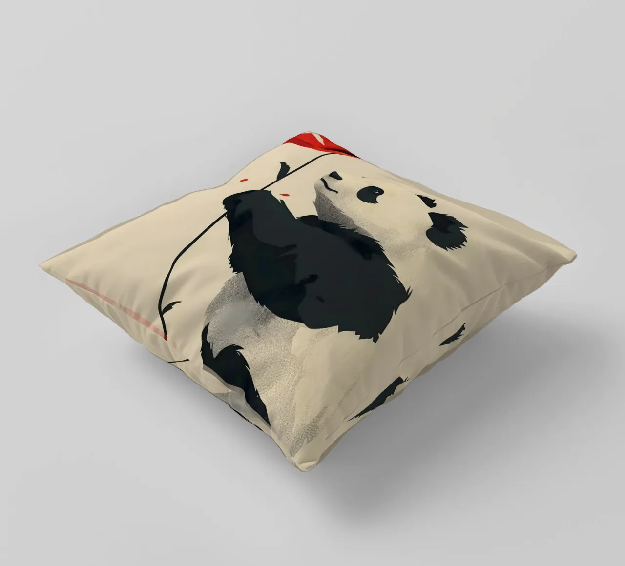 Panda mit roter Blume cuscino da WILD ART