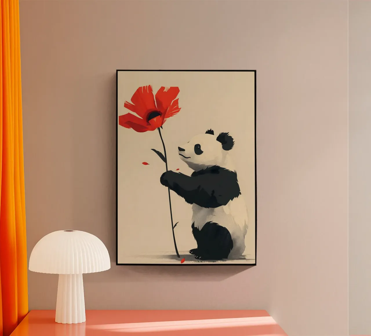 Panda mit roter Blume plexiglass da WILD ART