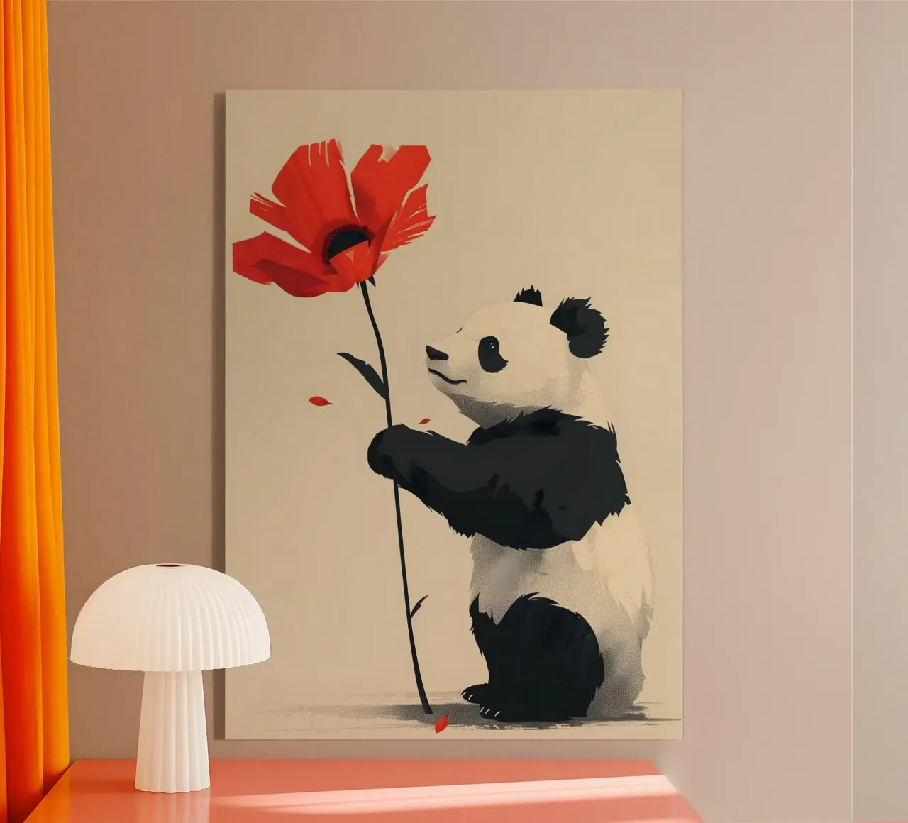 Panda mit roter Blume plexiglass da WILD ART