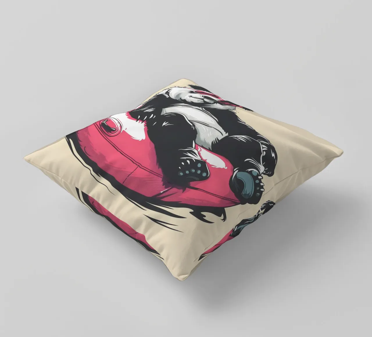 Panda mit Sonnenbrille und Schwimmreifen cuscino da WILD ART