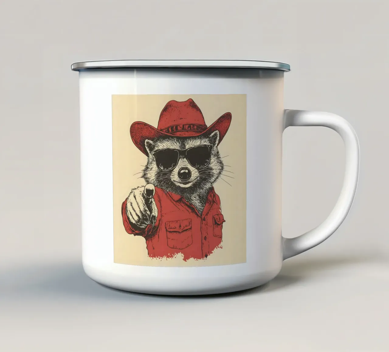 Waschbär Cowboy tazza in smalto da WILD ART