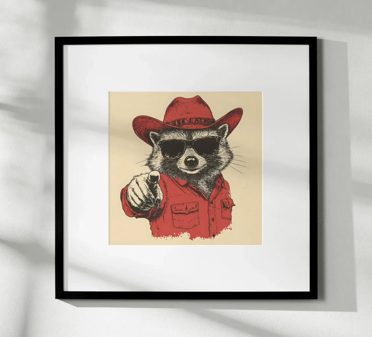 Waschbär Cowboy poster con telaio in plastica da WILD ART