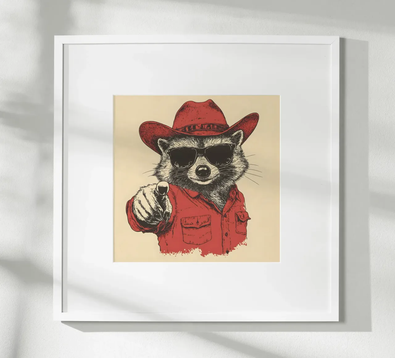 Waschbär Cowboy poster con telaio in plastica da WILD ART