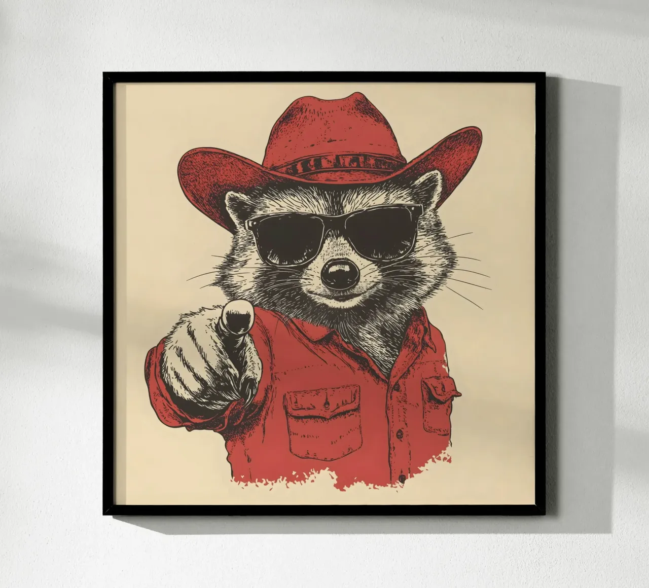 Waschbär Cowboy poster con telaio in plastica da WILD ART
