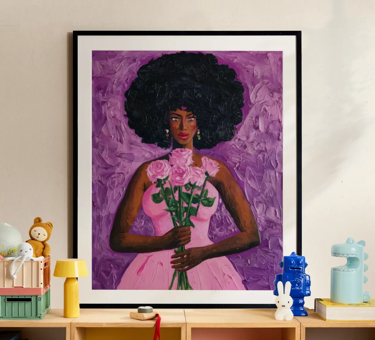 Serenità rosa poster con telaio in legno da Ebony Carpenter