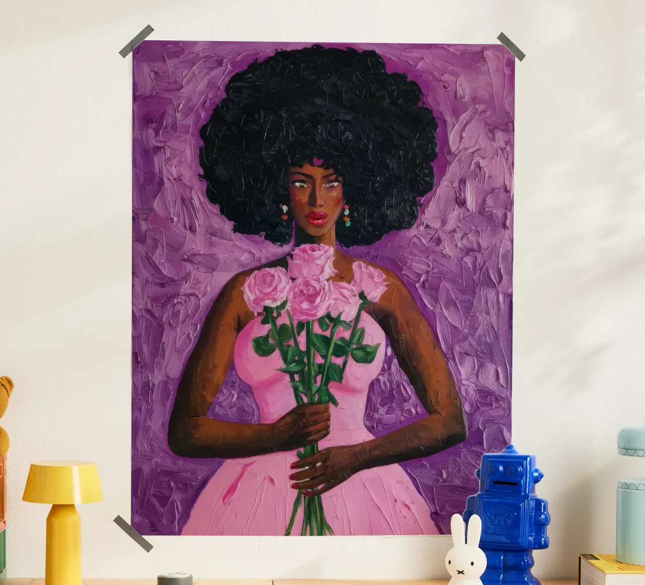 Serenità rosa poster con telaio in legno da Ebony Carpenter